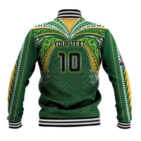 Custom Cook Islands Rugby League Baseball Jacket Tatau Tribal Motifs-Dark Green Color - Polynesian Pride