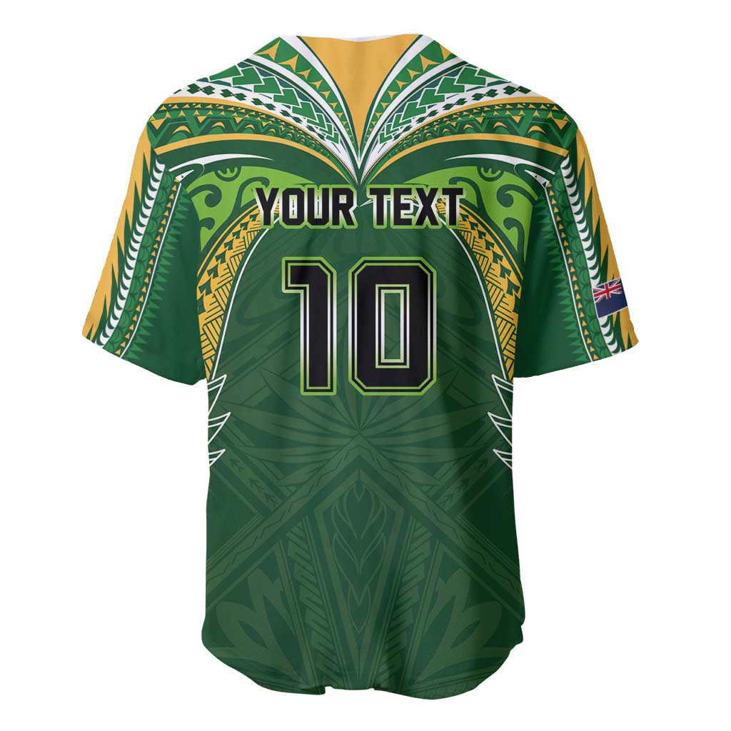 Custom Cook Islands Rugby League Baseball Jersey Tatau Tribal Motifs-Dark Green Color - Polynesian Pride