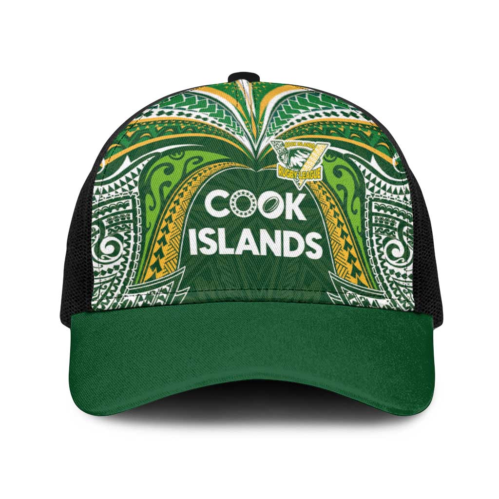 Cook Islands Rugby League Baseball Net Cap Tatau Tribal Motifs-Dark Green Color - Polynesian Pride