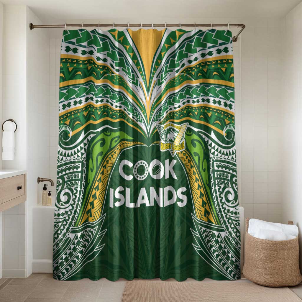 Cook Islands Rugby League Bathroom Set Tatau Tribal Motifs-Dark Green Color - Polynesian Pride
