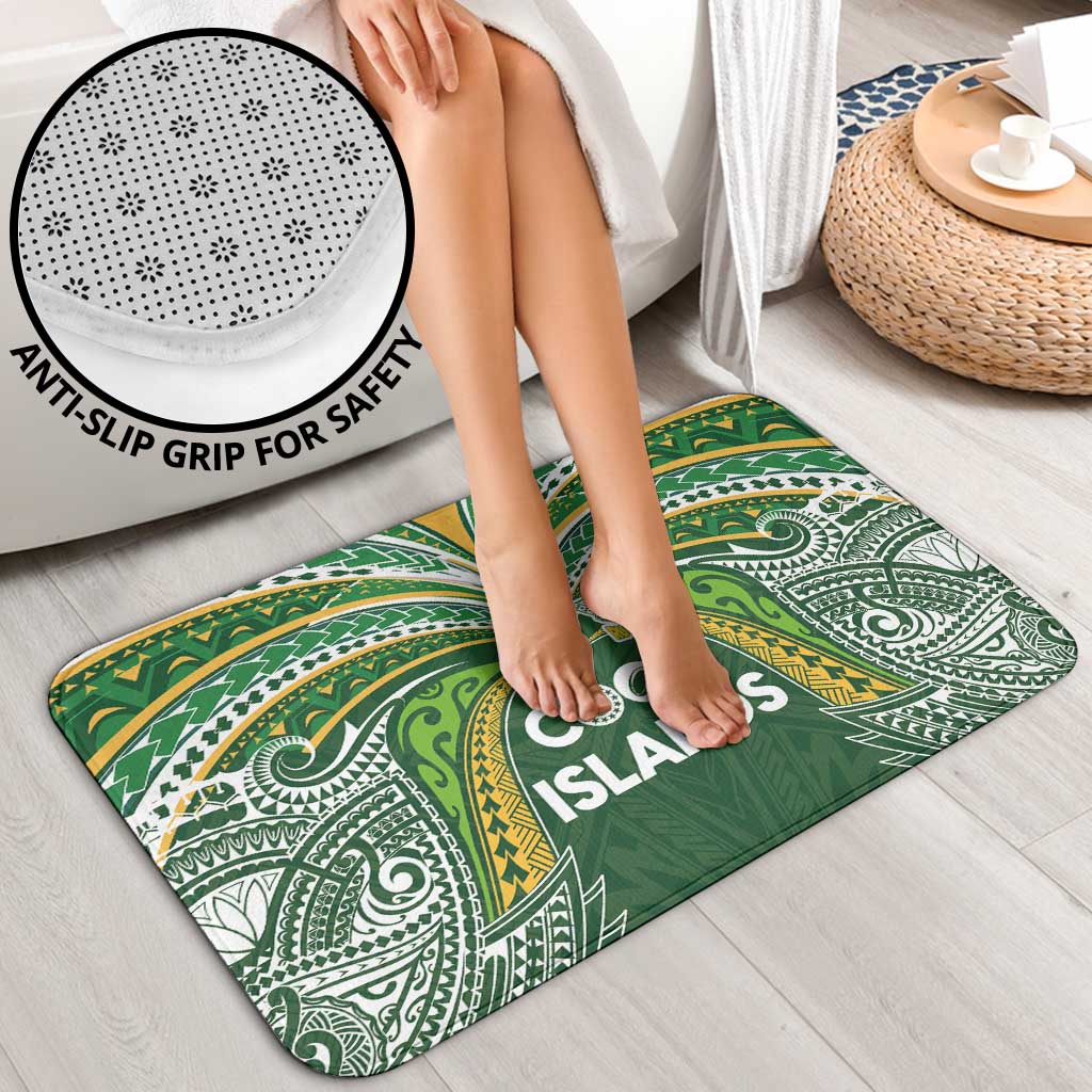 Cook Islands Rugby League Bathroom Set Tatau Tribal Motifs-Dark Green Color - Polynesian Pride