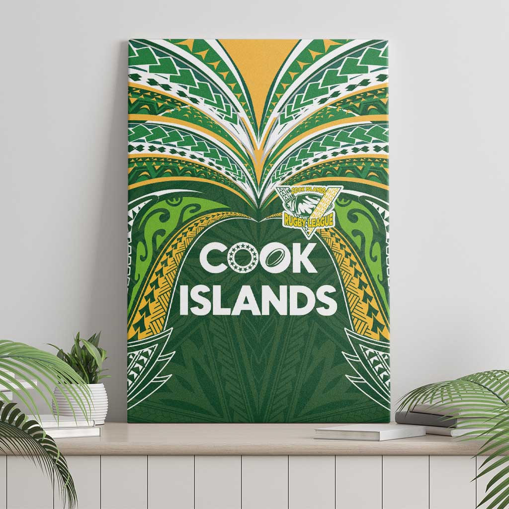 Cook Islands Rugby League Canvas Wall Art Tatau Tribal Motifs-Dark Green Color - Polynesian Pride