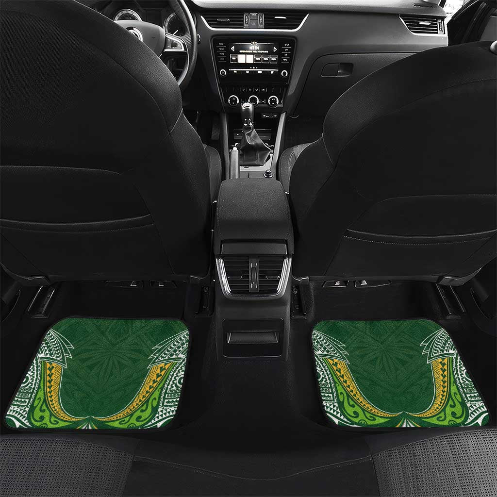 Custom Cook Islands Rugby League Car Mats Tatau Tribal Motifs-Dark Green Color - Polynesian Pride