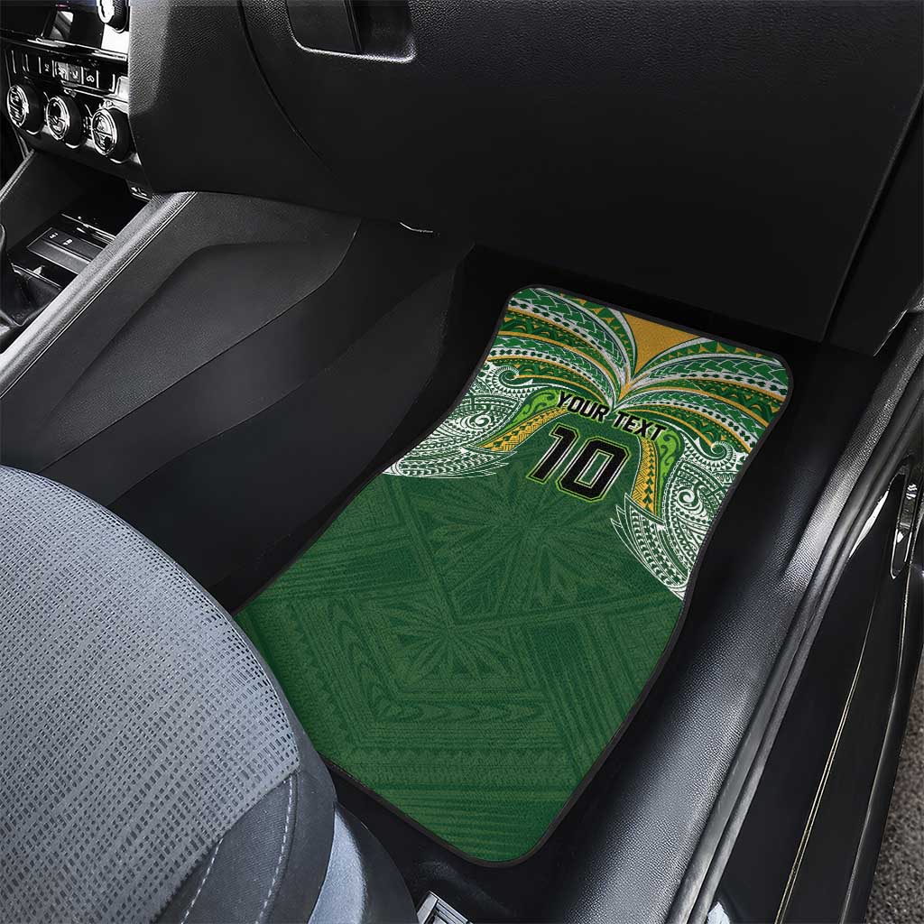 Custom Cook Islands Rugby League Car Mats Tatau Tribal Motifs-Dark Green Color - Polynesian Pride
