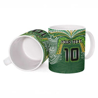 Custom Cook Islands Rugby League Ceramic Mug Tatau Tribal Motifs-Dark Green Color - Polynesian Pride