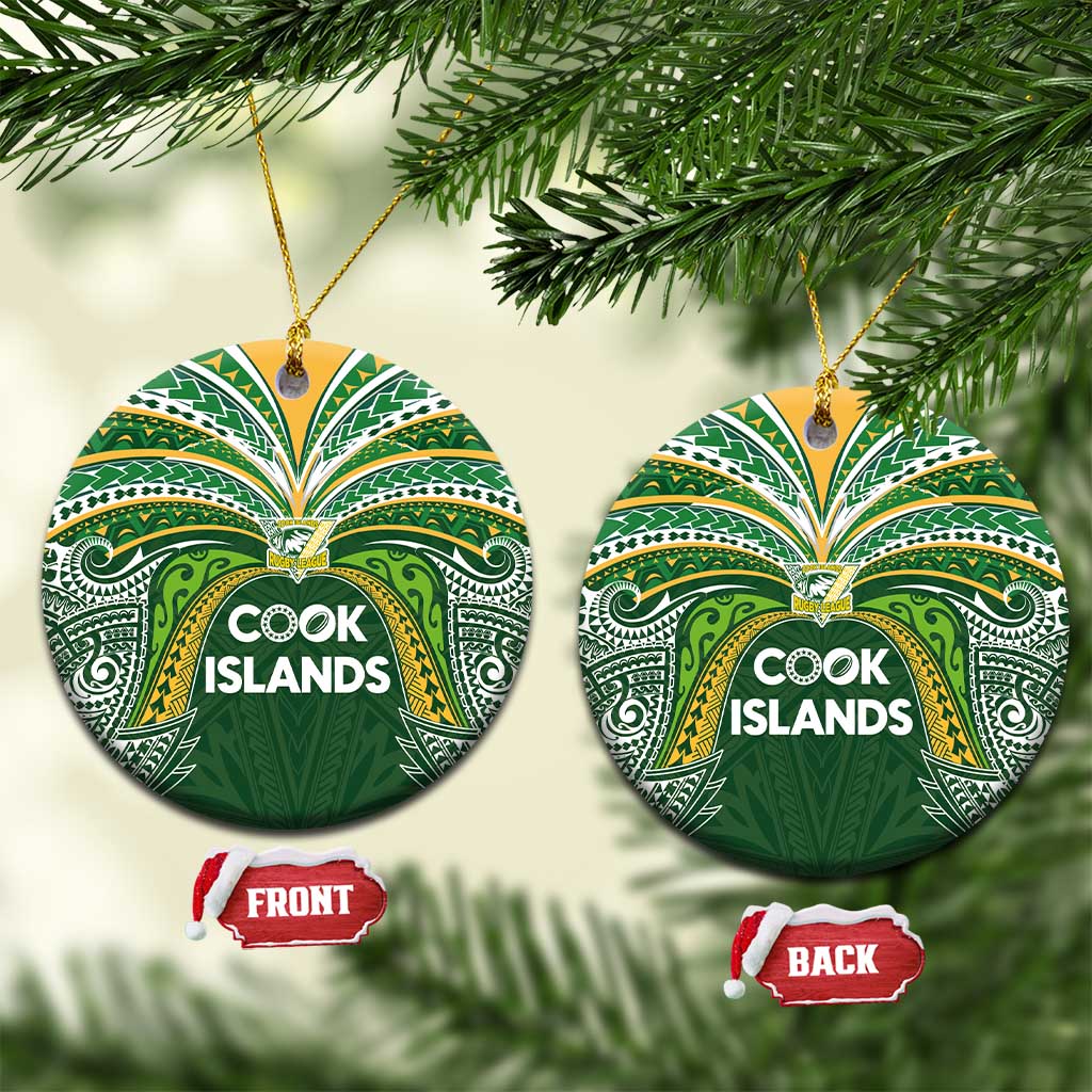 Cook Islands Rugby League Ceramic Ornament Tatau Tribal Motifs-Dark Green Color - Polynesian Pride