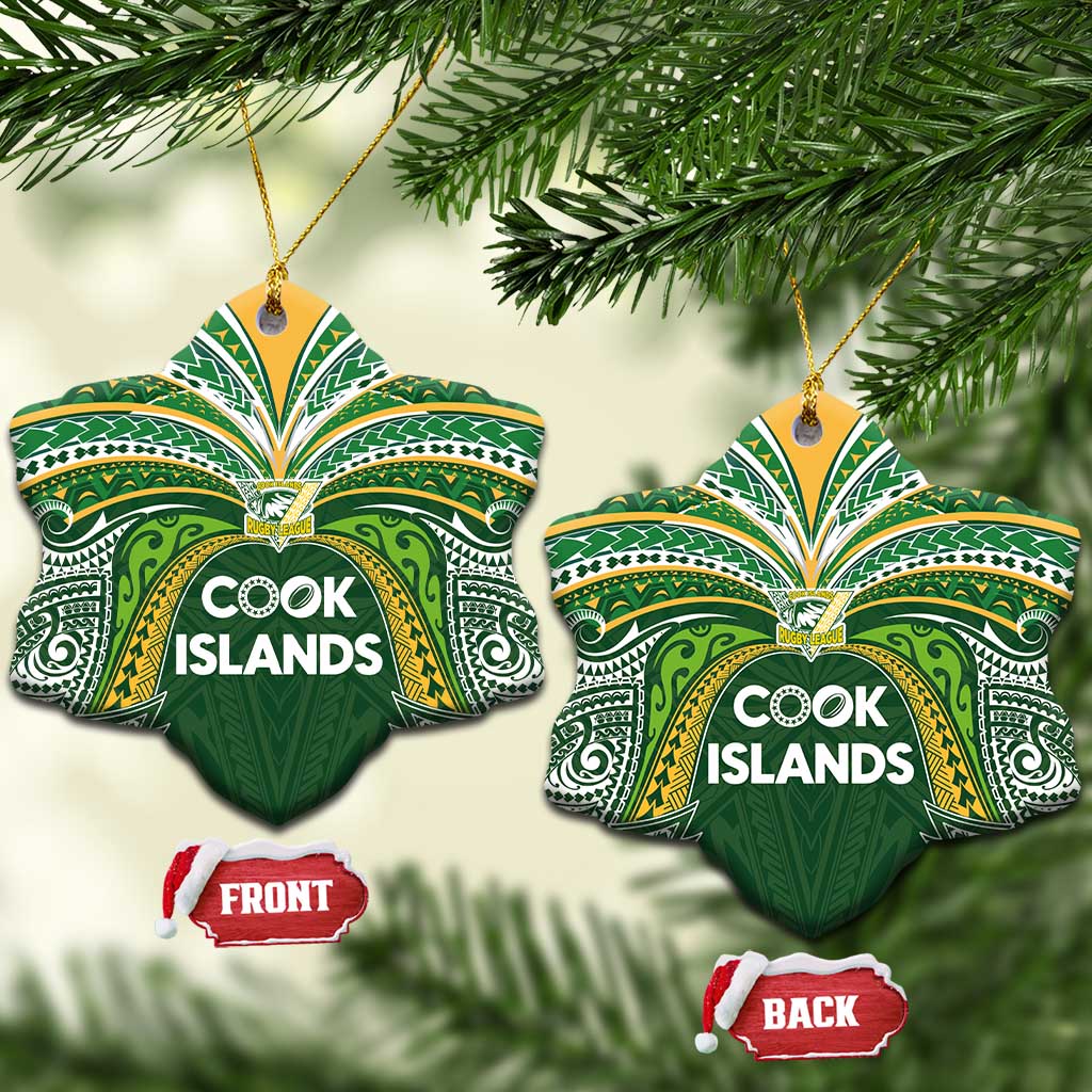 Cook Islands Rugby League Ceramic Ornament Tatau Tribal Motifs-Dark Green Color - Polynesian Pride