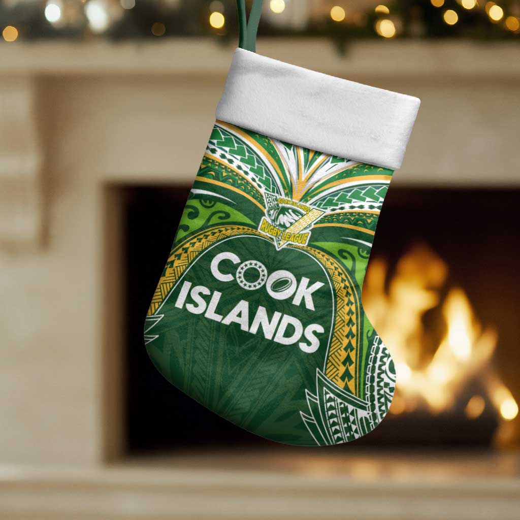 Cook Islands Rugby League Christmas Stocking Tatau Tribal Motifs-Dark Green Color - Polynesian Pride