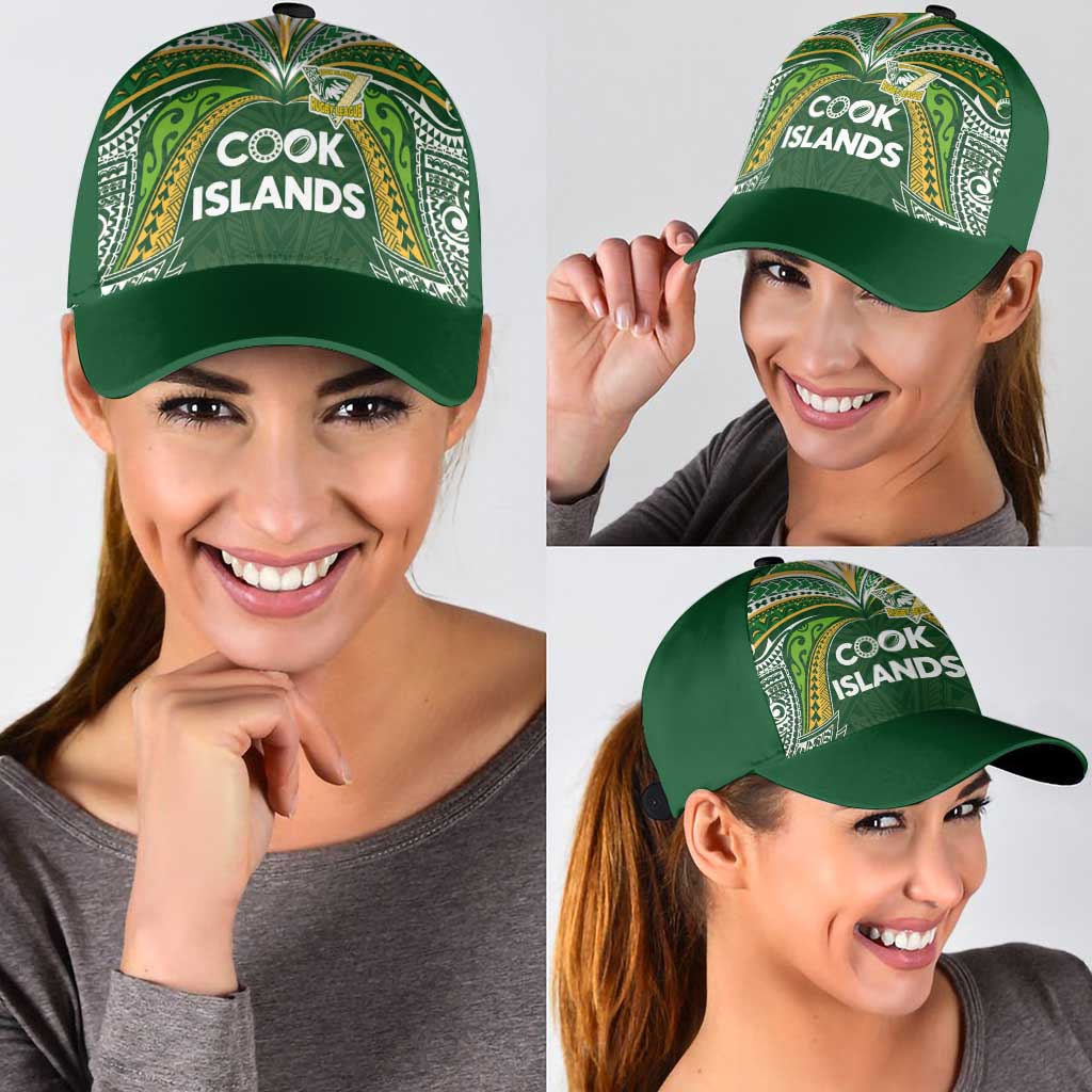 Cook Islands Rugby League Classic Cap Tatau Tribal Motifs-Dark Green Color - Polynesian Pride