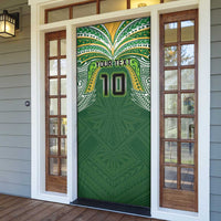 Custom Cook Islands Rugby League Door Cover Tatau Tribal Motifs-Dark Green Color - Polynesian Pride