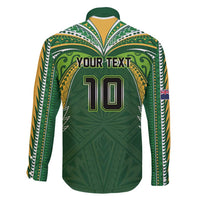 Custom Cook Islands Rugby League Family Matching Puletasi and Hawaiian Shirt Tatau Tribal Motifs-Dark Green Color - Polynesian Pride