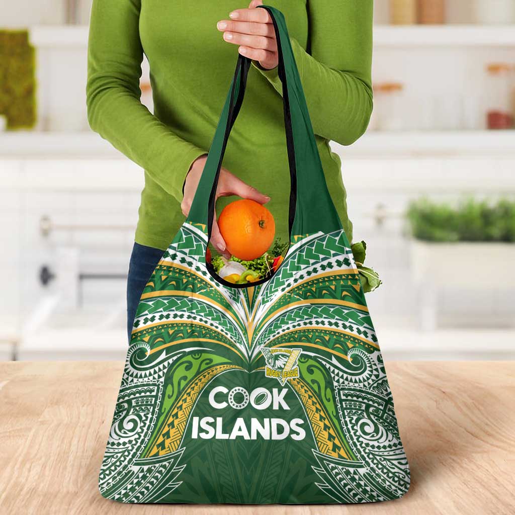 Cook Islands Rugby League Grocery Bag Tatau Tribal Motifs-Dark Green Color - Polynesian Pride