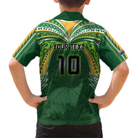 Custom Cook Islands Rugby League Hawaiian Shirt Tatau Tribal Motifs-Dark Green Color - Polynesian Pride