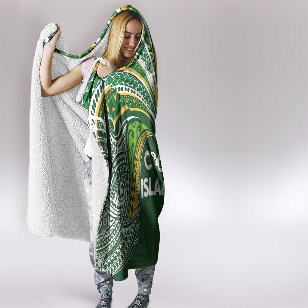 Cook Islands Rugby League Hooded Blanket Tatau Tribal Motifs-Dark Green Color - Polynesian Pride
