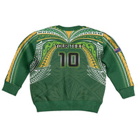 Custom Cook Islands Rugby League Kid Ugly Christmas Sweater Tatau Tribal Motifs-Dark Green Color - Polynesian Pride