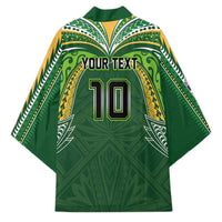 Custom Cook Islands Rugby League Kimono Tatau Tribal Motifs-Dark Green Color - Polynesian Pride