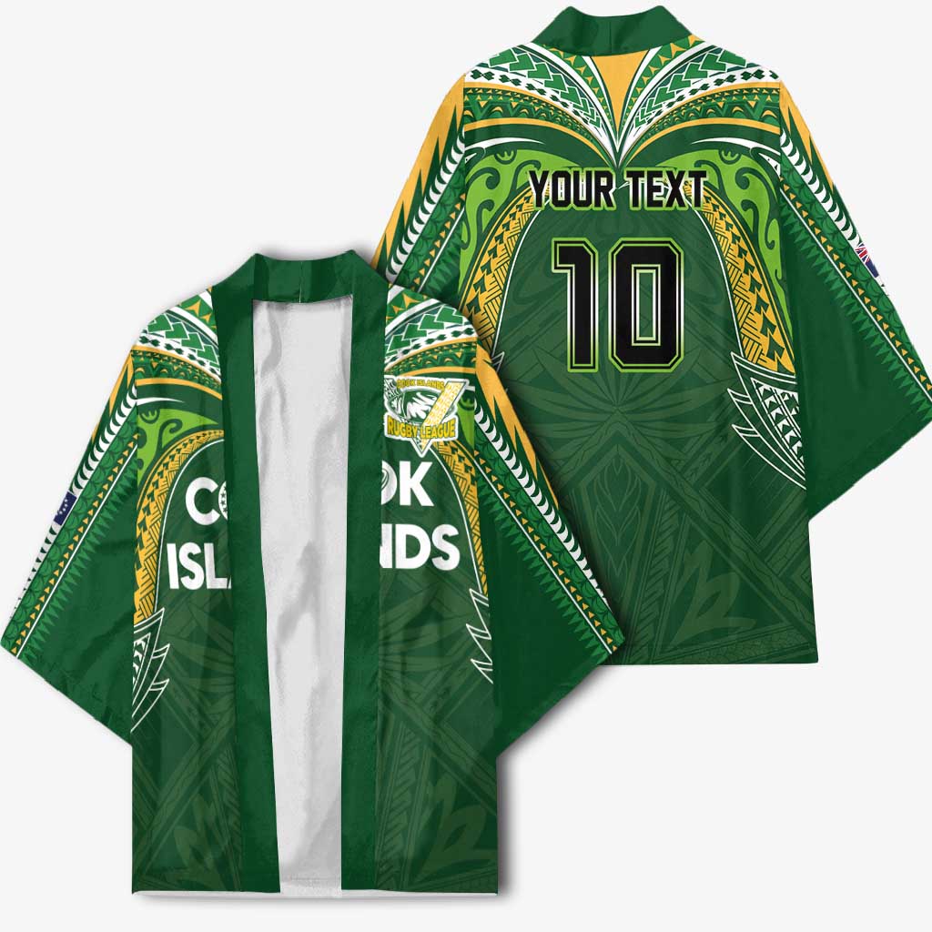 Custom Cook Islands Rugby League Kimono Tatau Tribal Motifs-Dark Green Color - Polynesian Pride