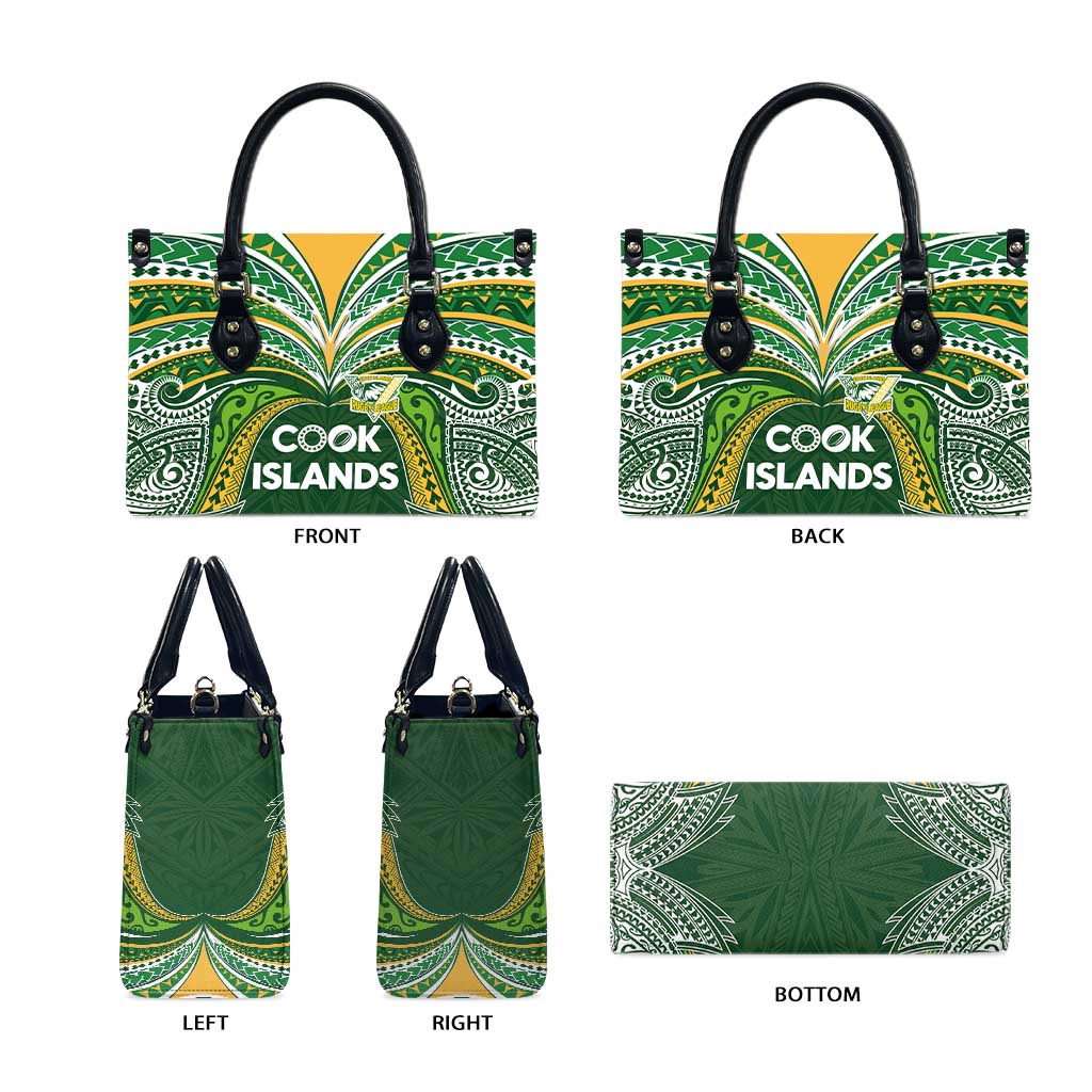 Cook Islands Rugby League Leather Bag Tatau Tribal Motifs-Dark Green Color - Polynesian Pride