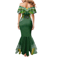 Custom Cook Islands Rugby League Mermaid Dress Tatau Tribal Motifs-Dark Green Color - Polynesian Pride