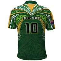 Custom Cook Islands Rugby League Polo Shirt Tatau Tribal Motifs-Dark Green Color - Polynesian Pride