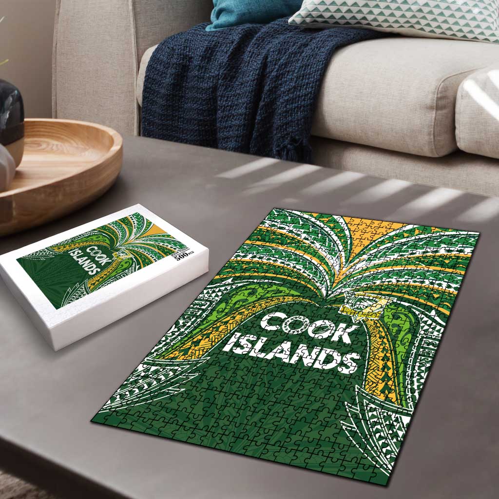 Cook Islands Rugby League Puzzle Tatau Tribal Motifs-Dark Green Color - Polynesian Pride