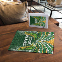 Cook Islands Rugby League Puzzle Tatau Tribal Motifs-Dark Green Color - Polynesian Pride