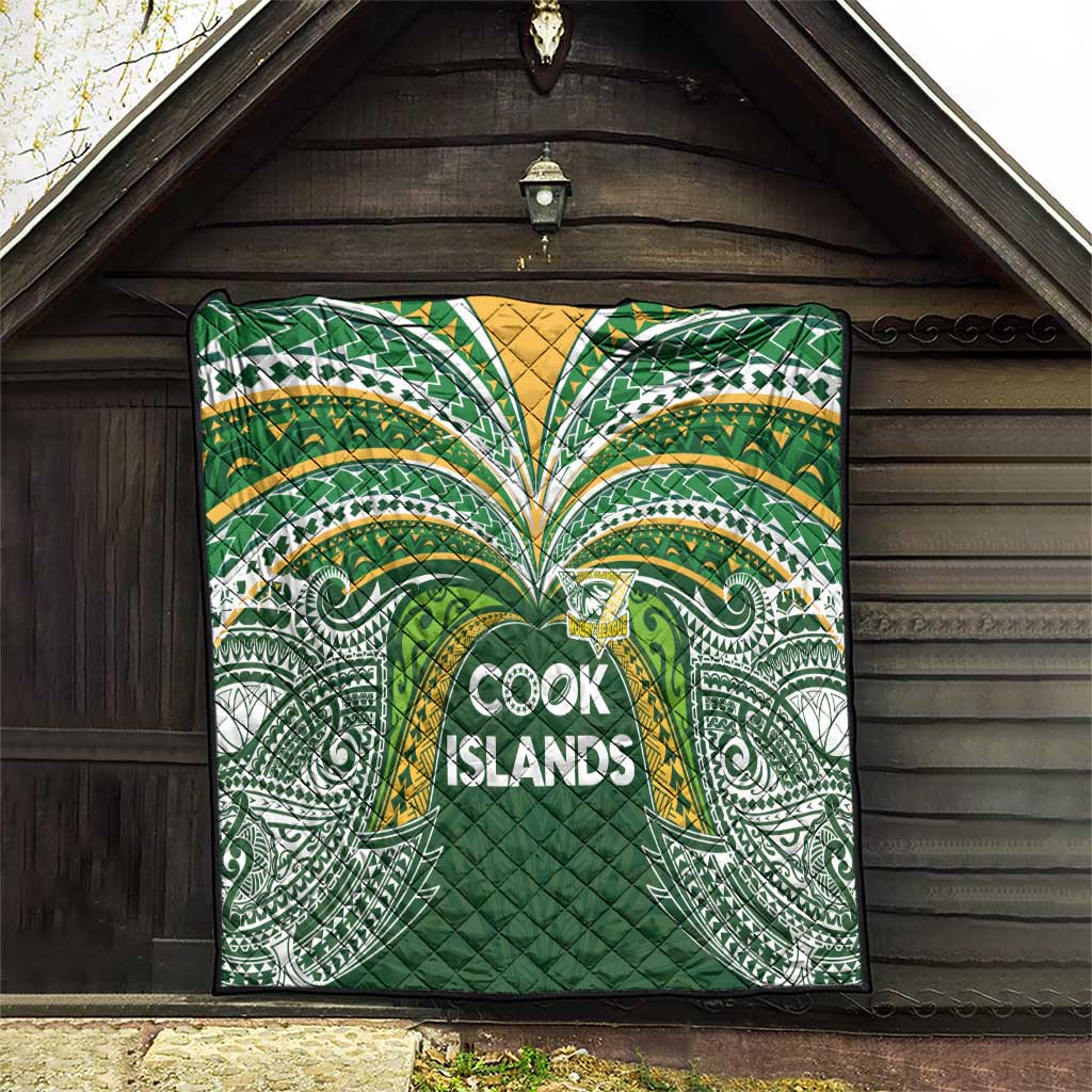 Cook Islands Rugby League Quilt Tatau Tribal Motifs-Dark Green Color - Polynesian Pride