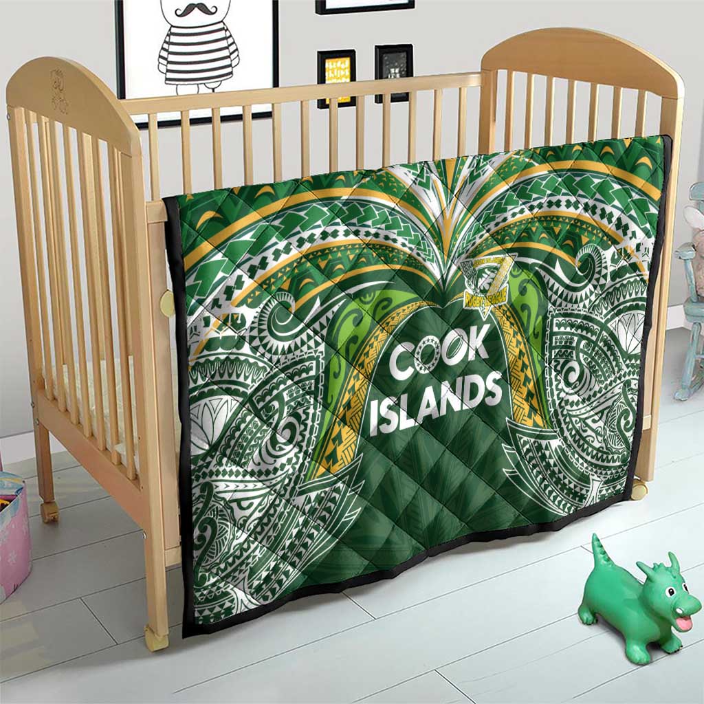 Cook Islands Rugby League Quilt Tatau Tribal Motifs-Dark Green Color - Polynesian Pride