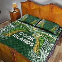 Cook Islands Rugby League Quilt Bed Set Tatau Tribal Motifs-Dark Green Color - Polynesian Pride