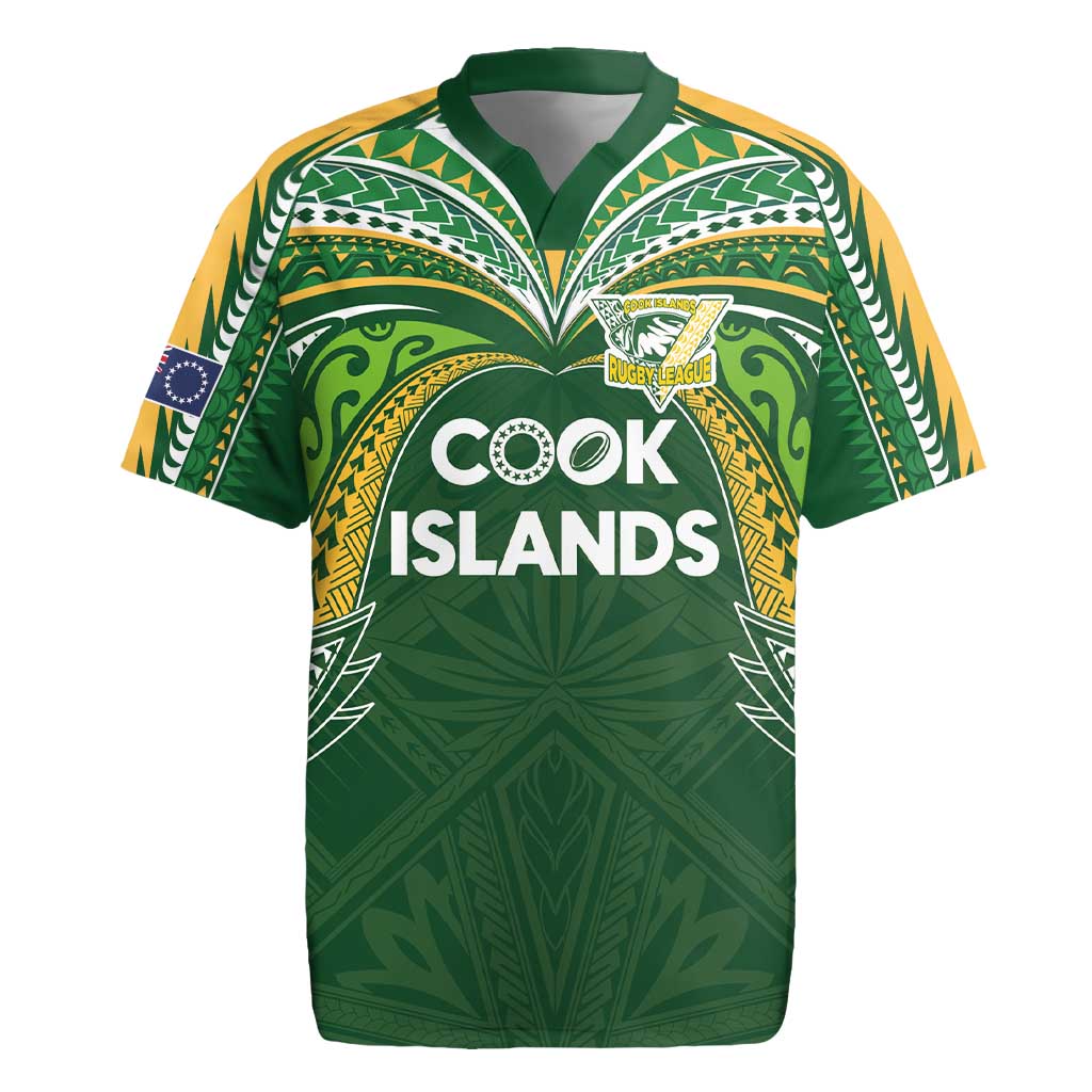 Custom Cook Islands Rugby League Rugby Jersey Tatau Tribal Motifs-Dark Green Color - Polynesian Pride