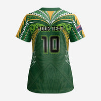 Custom Cook Islands Rugby League Scrub Top Tatau Tribal Motifs-Dark Green Color - Polynesian Pride