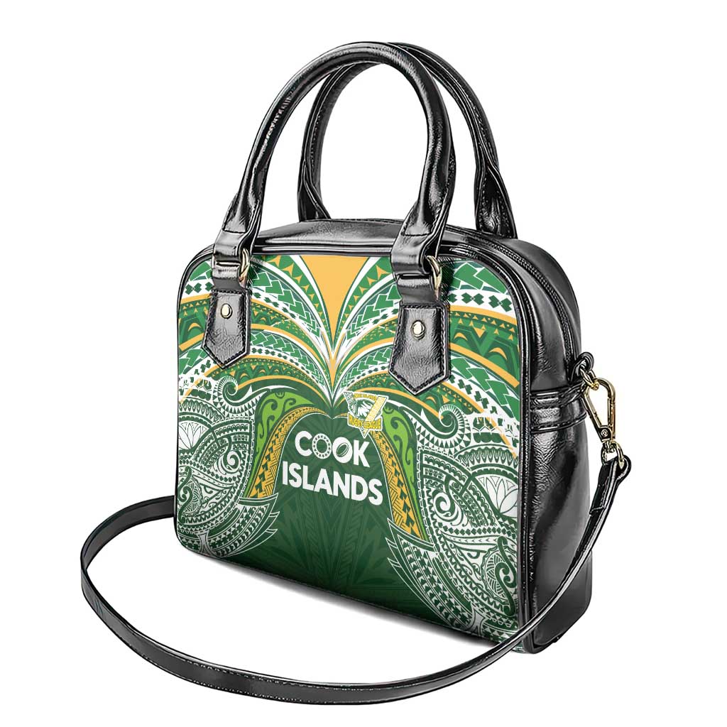 Cook Islands Rugby League Shoulder Handbag Tatau Tribal Motifs-Dark Green Color - Polynesian Pride