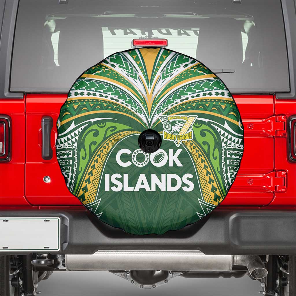 Cook Islands Rugby League Spare Tire Cover Tatau Tribal Motifs-Dark Green Color - Polynesian Pride