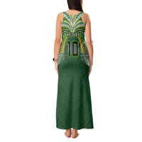 Custom Cook Islands Rugby League Tank Maxi Dress Tatau Tribal Motifs-Dark Green Color - Polynesian Pride