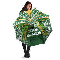 Cook Islands Rugby League Umbrella Tatau Tribal Motifs-Dark Green Color - Polynesian Pride