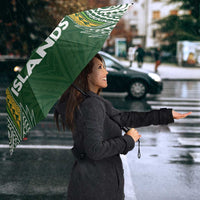 Cook Islands Rugby League Umbrella Tatau Tribal Motifs-Dark Green Color - Polynesian Pride