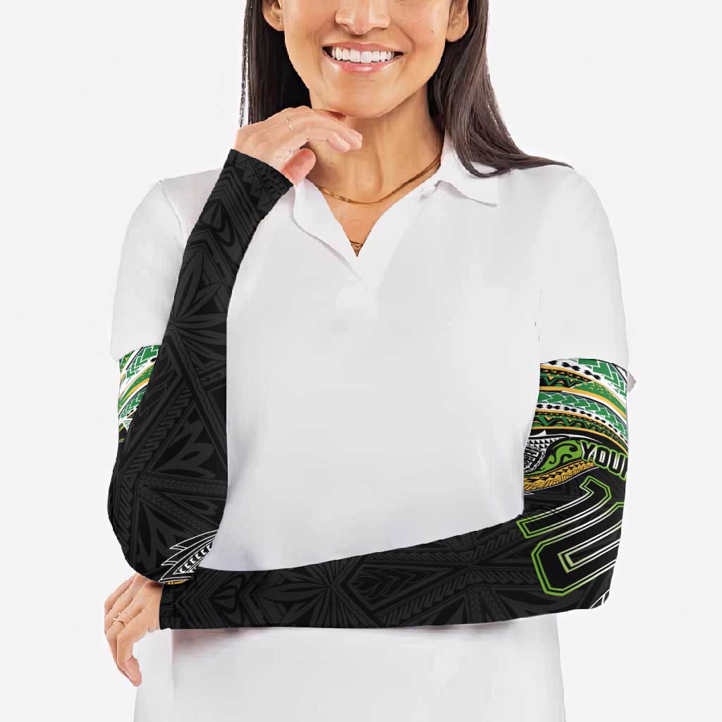 Custom Cook Islands Rugby League Arm Sleeves Tatau Tribal Motifs-Black Color - Polynesian Pride