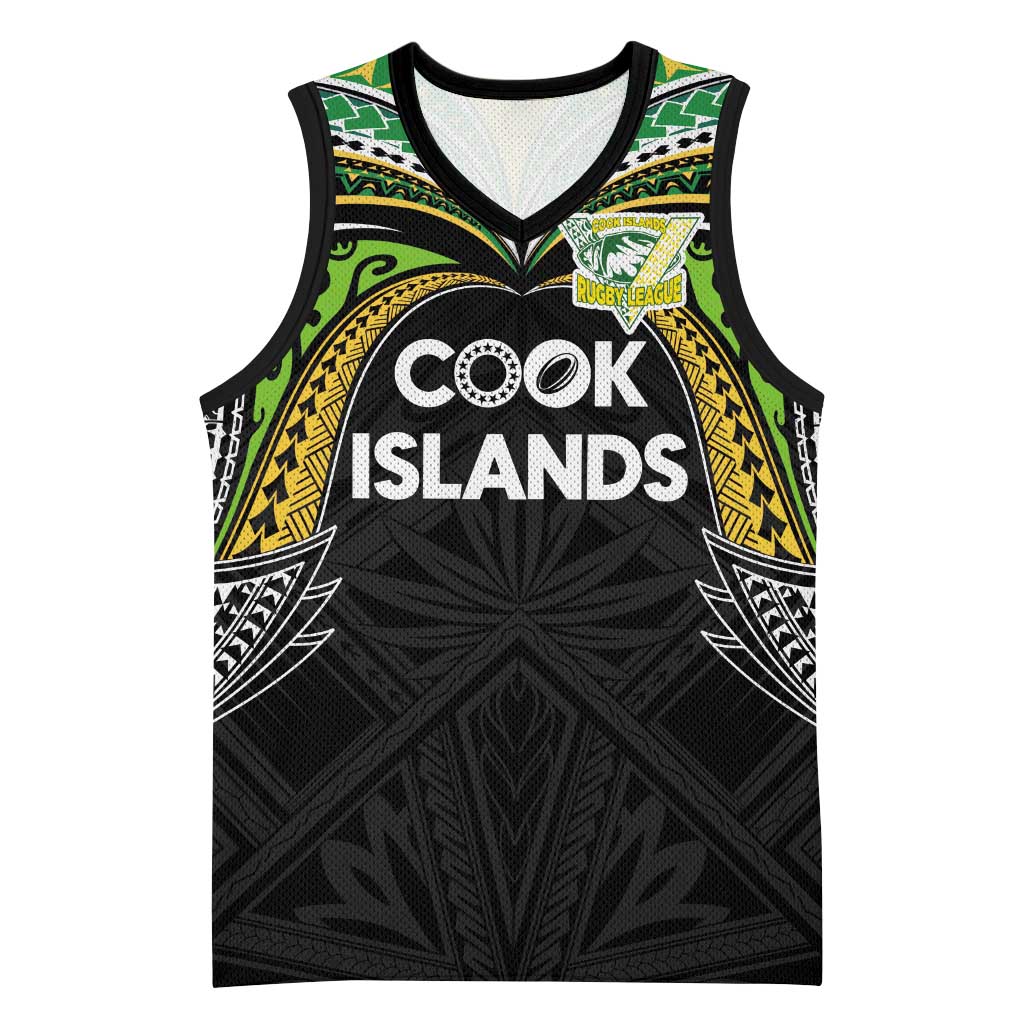 Custom Cook Islands Rugby League Basketball Jersey Tatau Tribal Motifs-Black Color - Polynesian Pride
