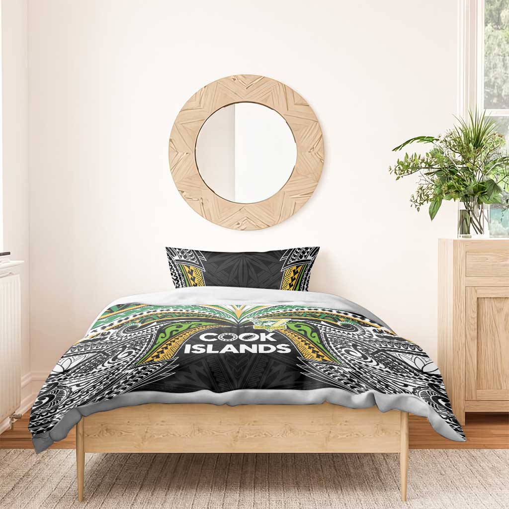 Cook Islands Rugby League Bedding Set Tatau Tribal Motifs-Black Color - Polynesian Pride