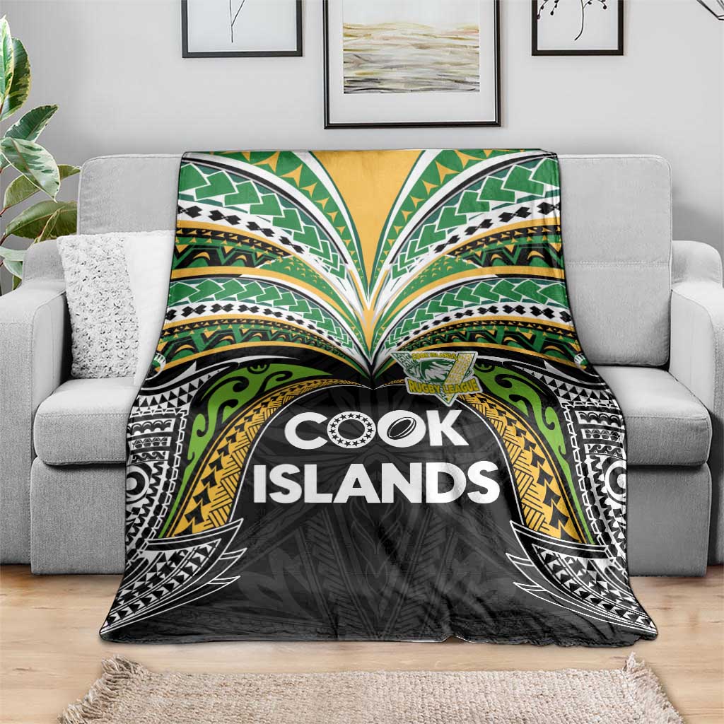 Cook Islands Rugby League Blanket Tatau Tribal Motifs-Black Color - Polynesian Pride