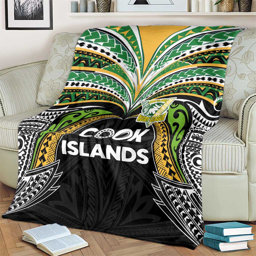Cook Islands Rugby League Blanket Tatau Tribal Motifs-Black Color - Polynesian Pride