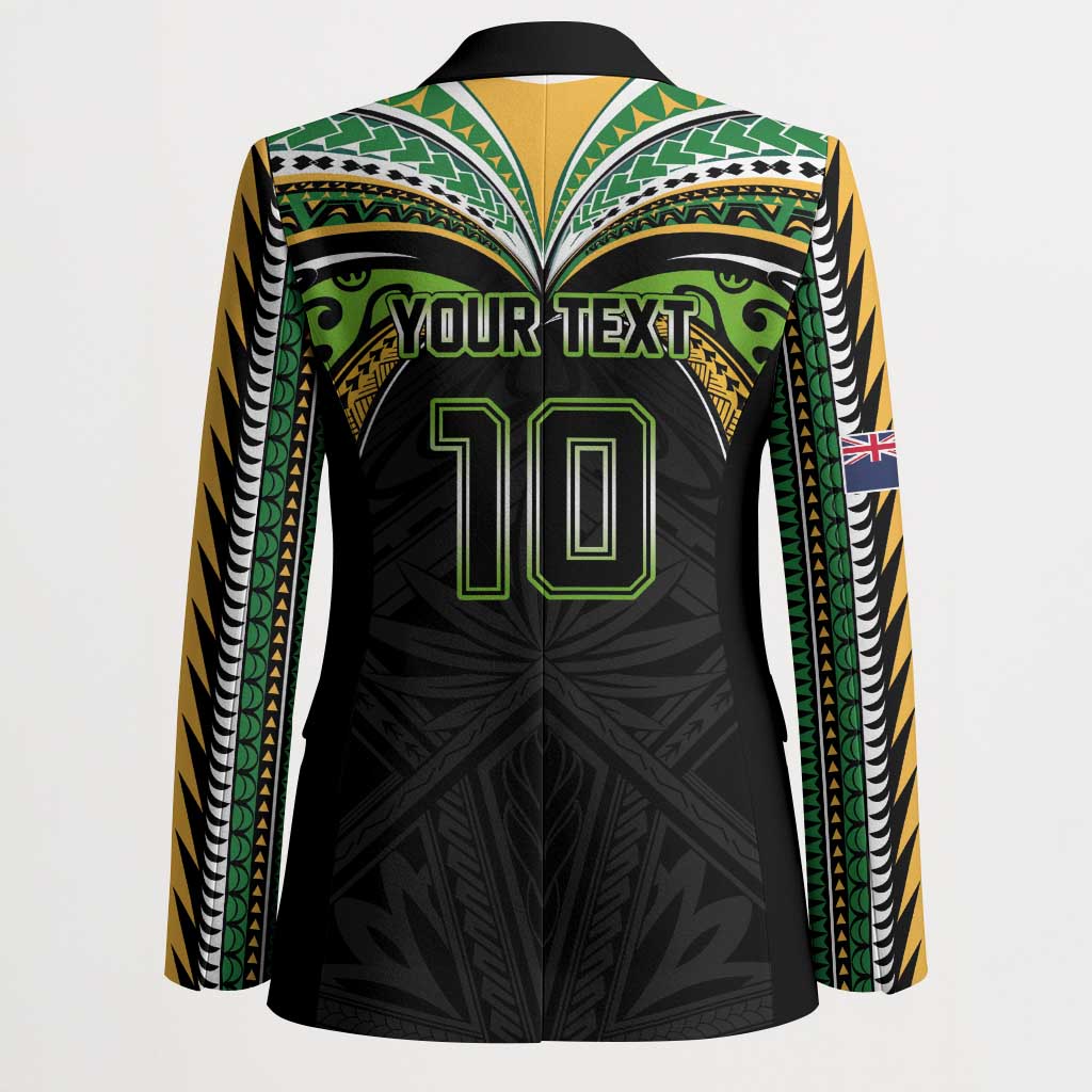Custom Cook Islands Rugby League Blazer Tatau Tribal Motifs-Black Color - Polynesian Pride