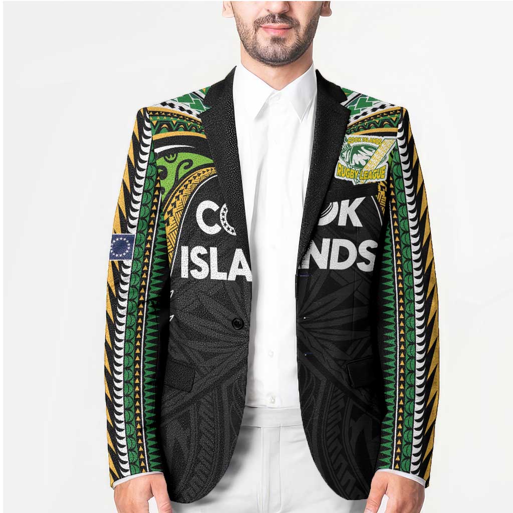 Custom Cook Islands Rugby League Blazer Tatau Tribal Motifs-Black Color - Polynesian Pride