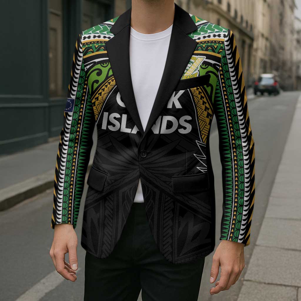 Custom Cook Islands Rugby League Blazer Tatau Tribal Motifs-Black Color - Polynesian Pride