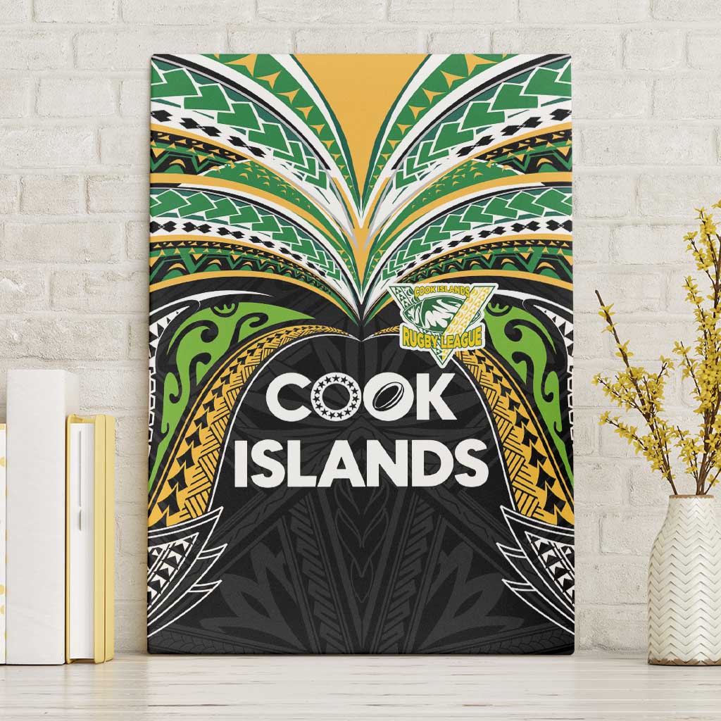 Cook Islands Rugby League Canvas Wall Art Tatau Tribal Motifs-Black Color - Polynesian Pride