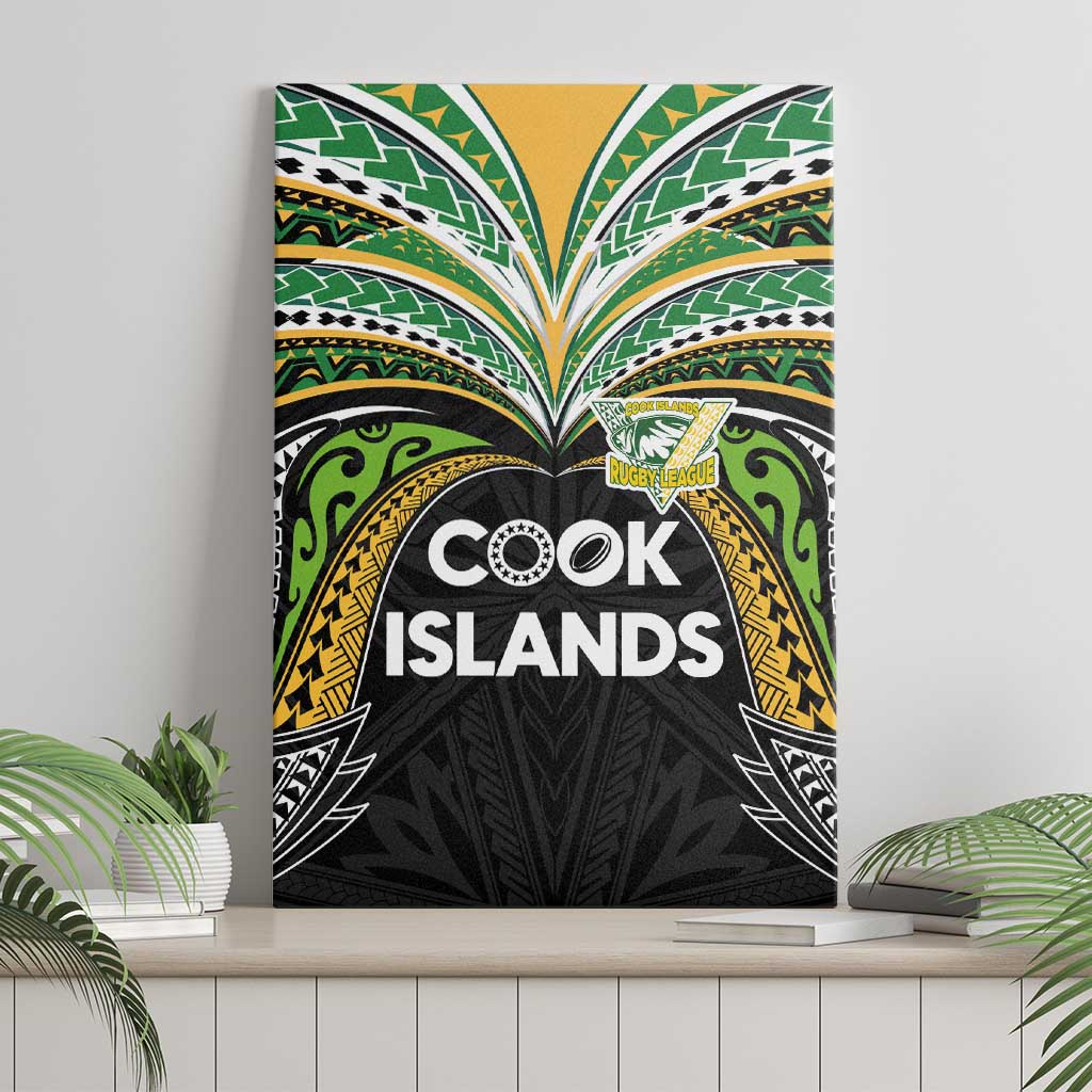 Cook Islands Rugby League Canvas Wall Art Tatau Tribal Motifs-Black Color - Polynesian Pride