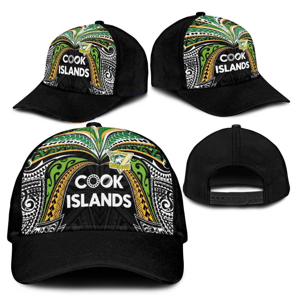 Cook Islands Rugby League Classic Cap Tatau Tribal Motifs-Black Color - Polynesian Pride