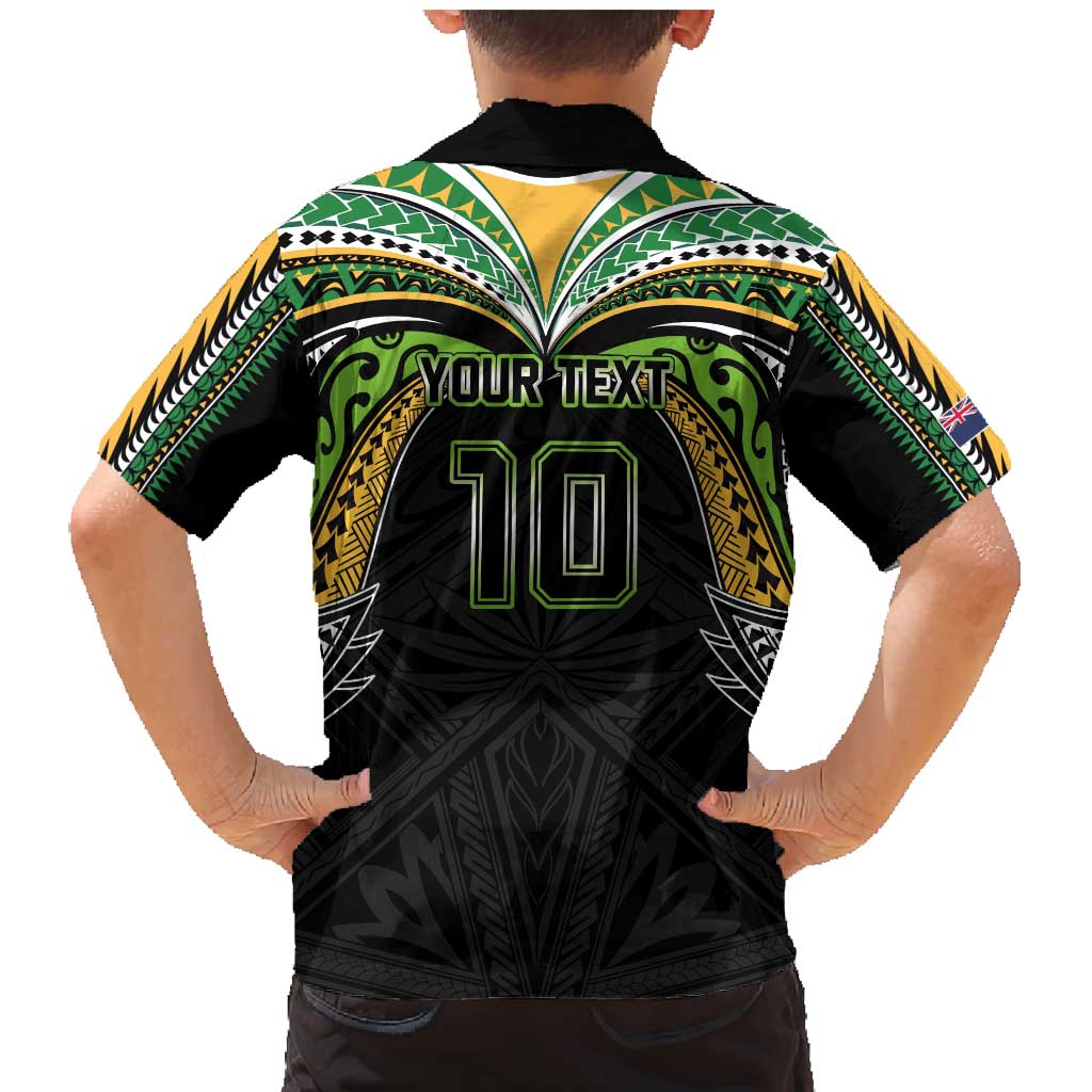 Custom Cook Islands Rugby League Family Matching Mermaid Dress and Hawaiian Shirt Tatau Tribal Motifs-Black Color - Polynesian Pride