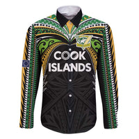 Custom Cook Islands Rugby League Family Matching Off Shoulder Maxi Dress and Hawaiian Shirt Tatau Tribal Motifs-Black Color - Polynesian Pride