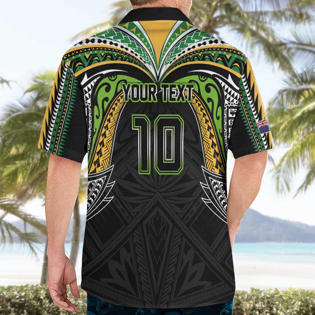 Custom Cook Islands Rugby League Hawaiian Shirt Tatau Tribal Motifs-Black Color - Polynesian Pride